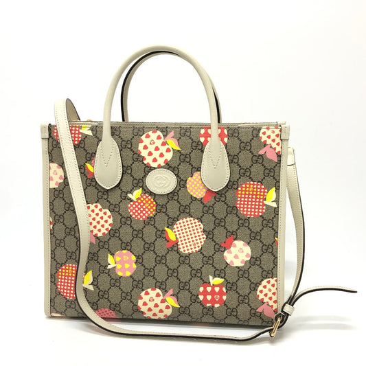 GUCCI 659983 GG Repomme 2-Way Handbag in GG Supreme Canvas, Beige