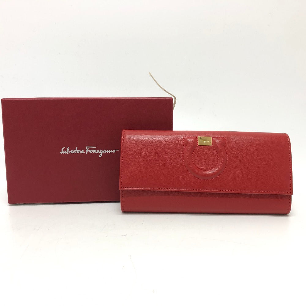 Salvatore Ferragamo Gancini Bifold Wallet, Leather, Women's, Red