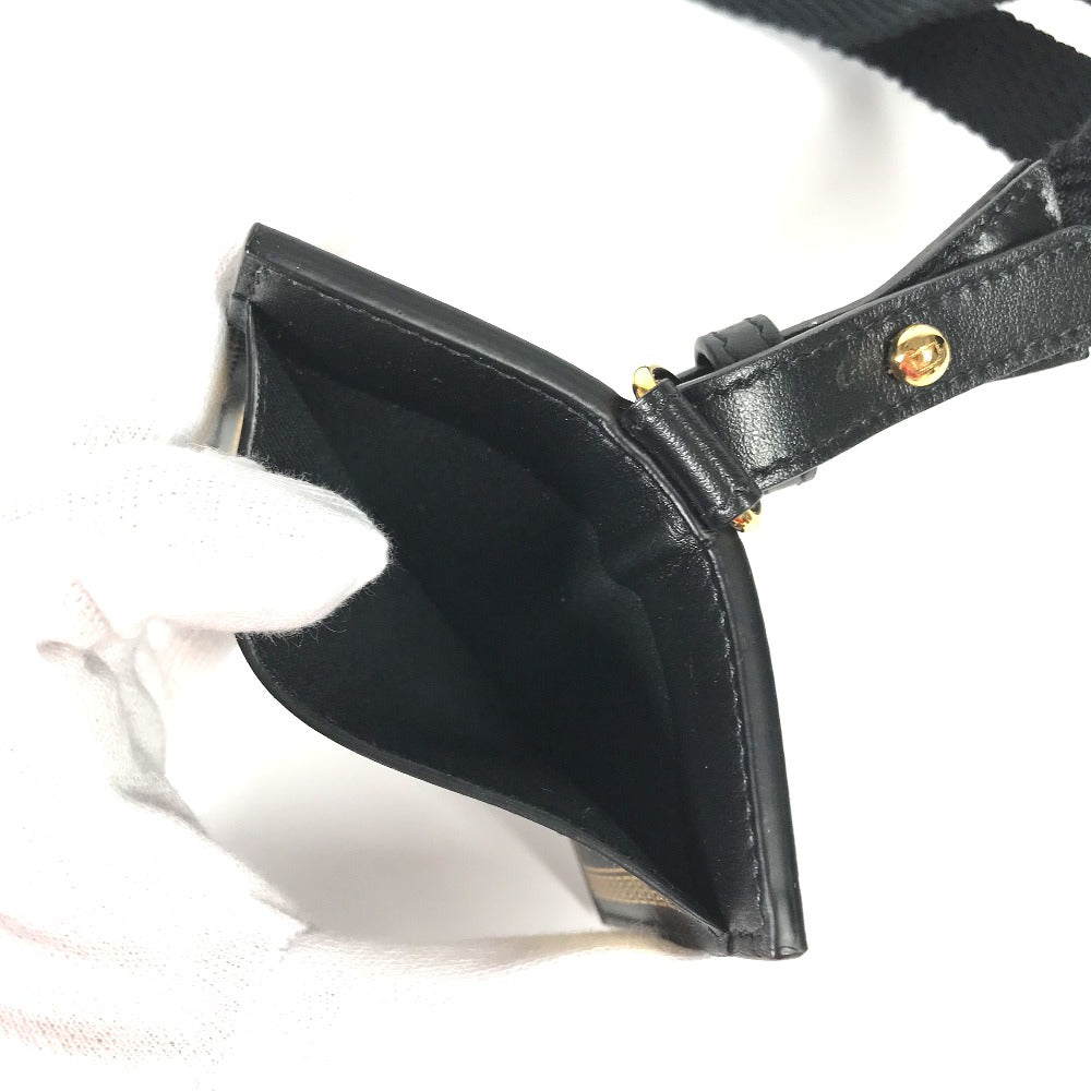 Versace Medusa Card Case with Neck Strap, Unisex Leather, Black
