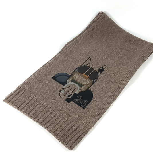 HERMES H393972T 03 レザーパッチ クォーターバッシュ 2023秋冬コレクション マフラー カシミヤ メンズ エトゥープ ブラウン - brandshop-reference