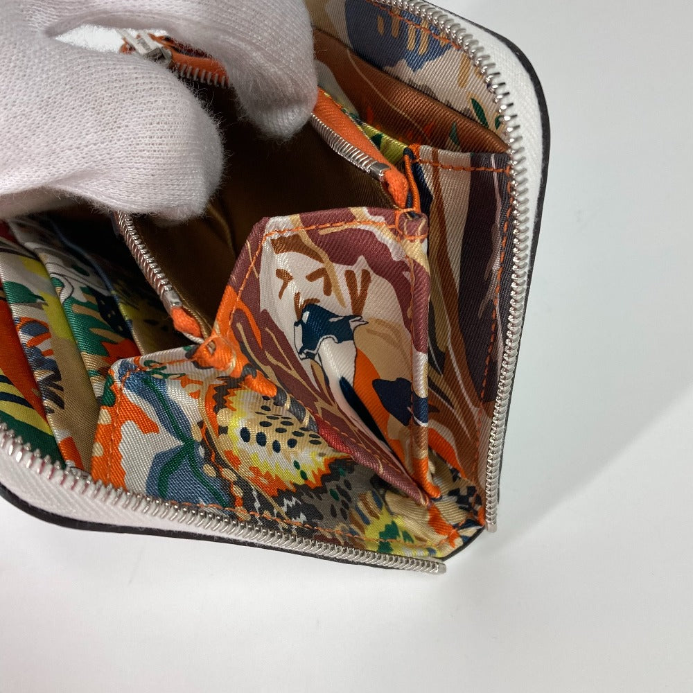 HERMES Azap Silkin Compact Coin Purse Wallet Leather Women's White