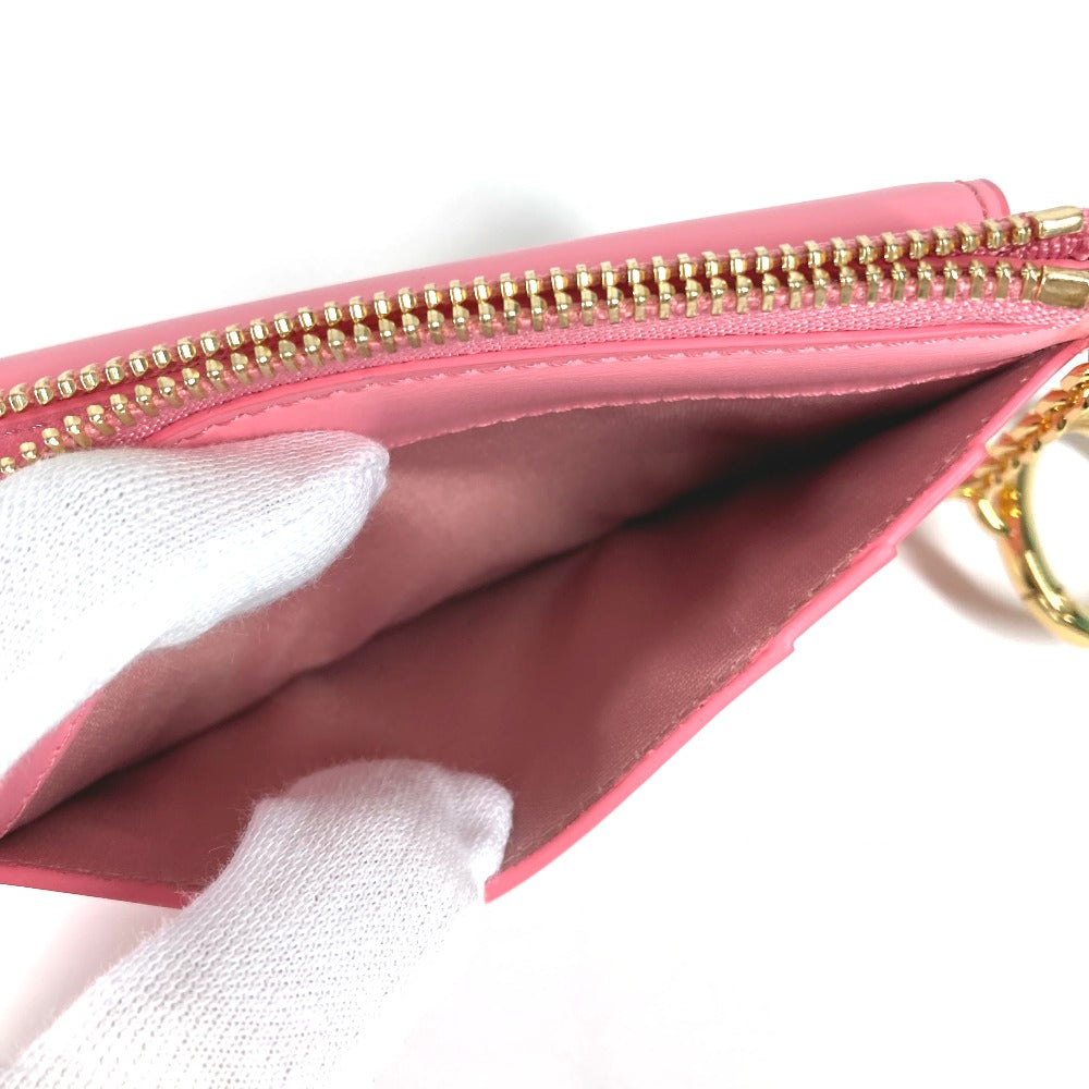 MCM Keychain with Logo Coin Purse Wallet Fragment Case Coin Case Leather Women's Pink