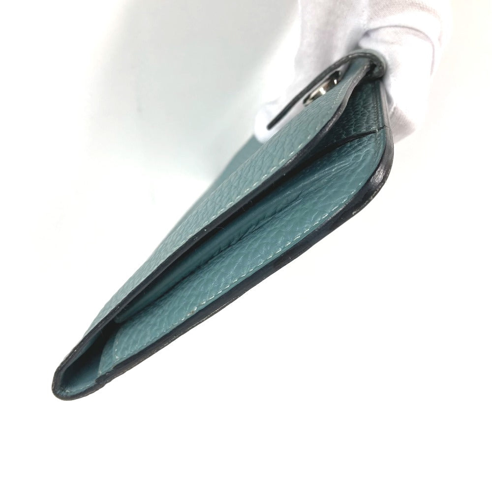 HERMES Dogon Duo GM Long Wallet with Coin Case, Togo, Women's, Blue Jean