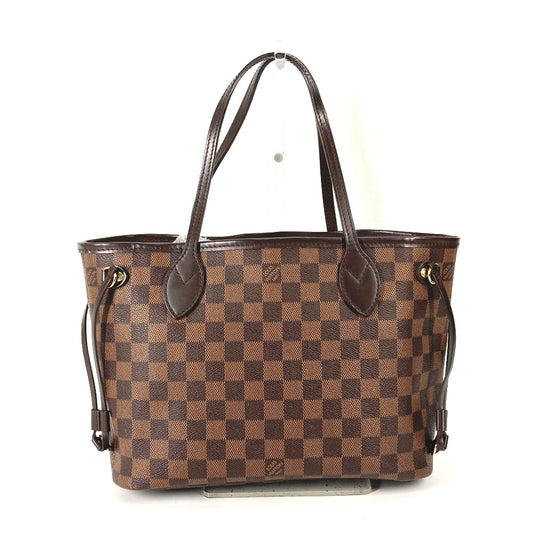 LOUIS VUITTON N41359 Damier Neverfull PM Shoulder Bag with Pouch, Shoulder Tote Bag, Damier Canvas, Men's, Ebene Brown