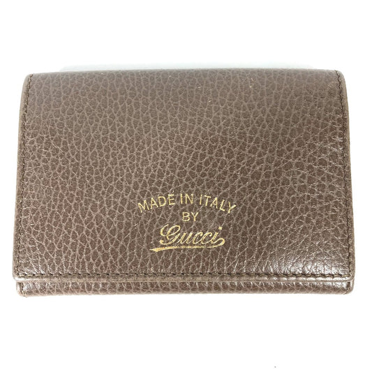 GUCCI 381045 Bifold Swing Pass Case, Business Card Case, Leather, Women's, Brown and Pink