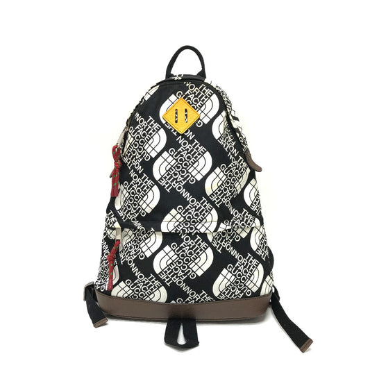 GUCCI 650288 GUCCI x THE NORTH FACE Collaboration Backpack, Nylon/Leather, Men's, Black/White