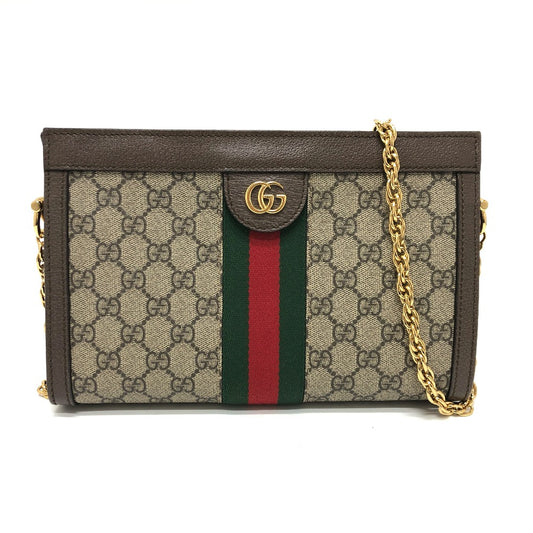 GUCCI 503877 Ophidia GG Small Chain Shoulder Bag in GG Supreme Canvas, Brown