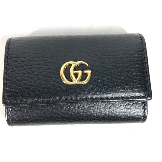 GUCCI 456118 GG Marmont 6-Ring Key Case, Leather, Women's, Black
