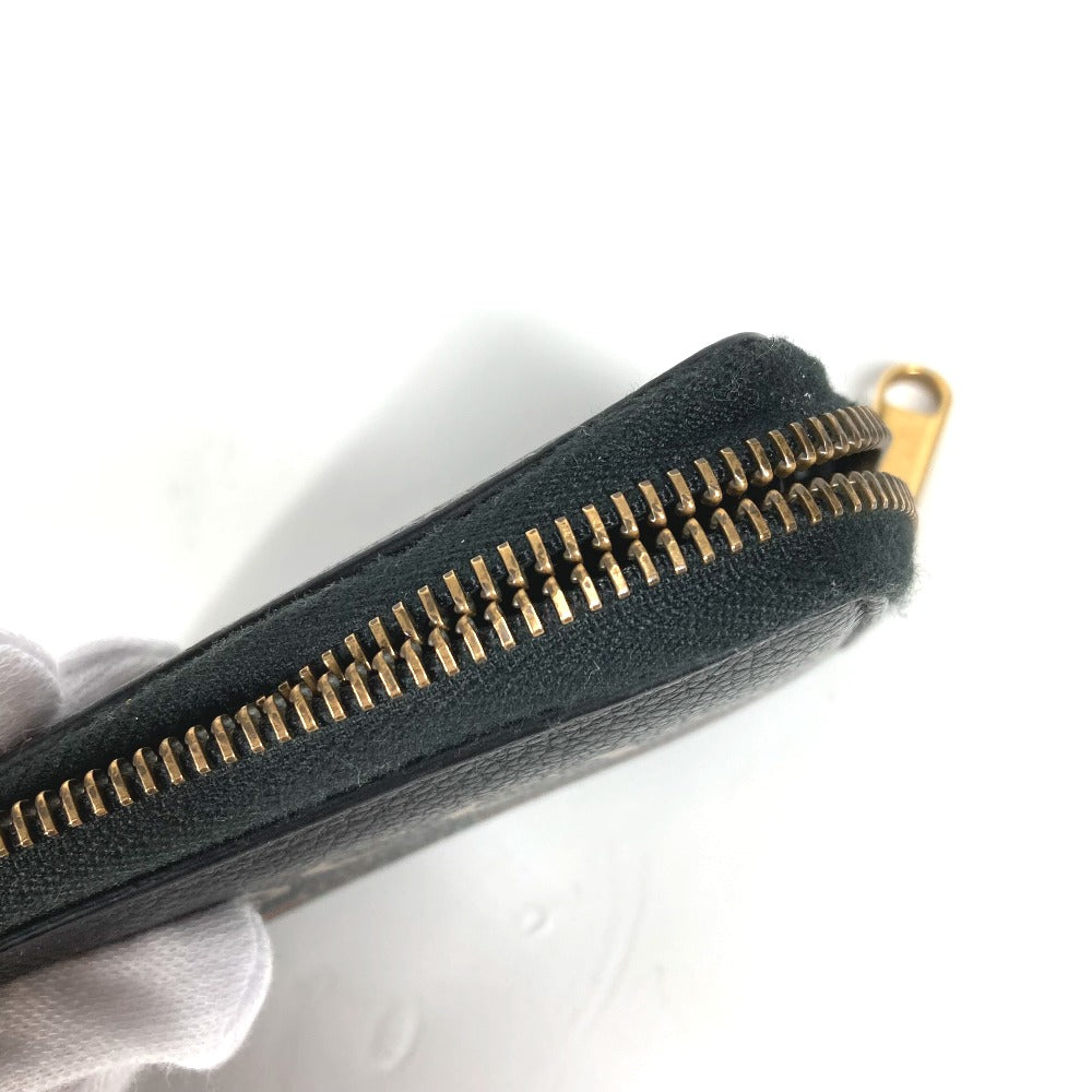 GUCCI 496319 Coin Purse Wallet Logo Round Zipper Coin Case Leather Women's Black
