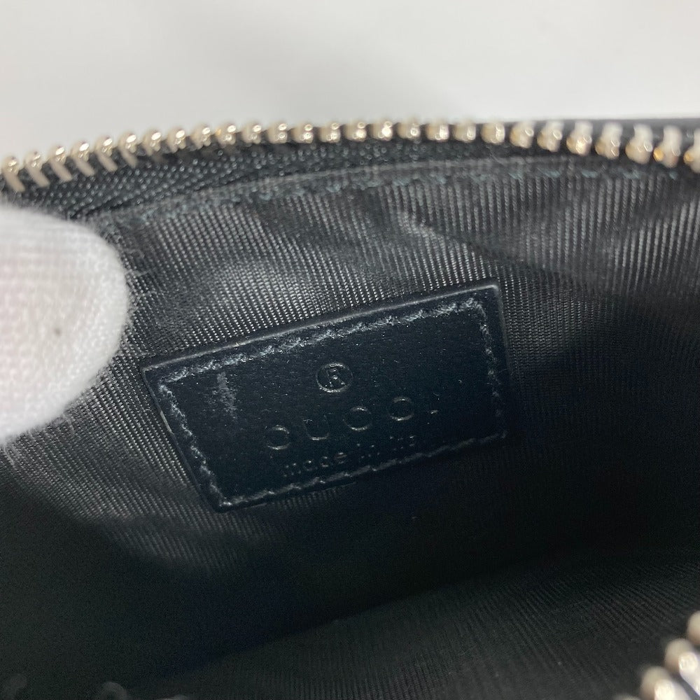 GUCCI 697717 GG Supreme Interlocking G Card Case, Fragment Case, Wallet, Coin Purse, PVC/Leather, Men's, Black