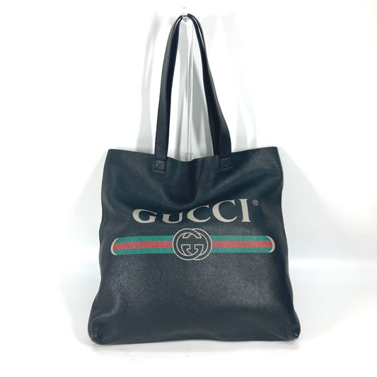 GUCCI 572768 Sherry Line Logo Print Shoulder Bag Tote Bag Leather Unisex Black