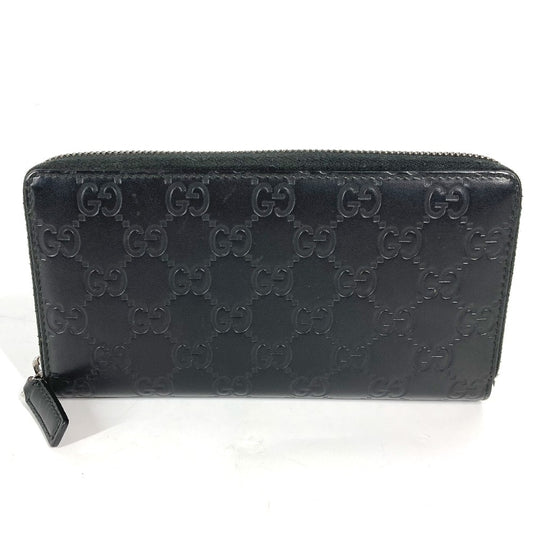 GUCCI 307987 Guccissima GG Long Wallet, Round Zipper, Shimmer Leather, Women's, Black