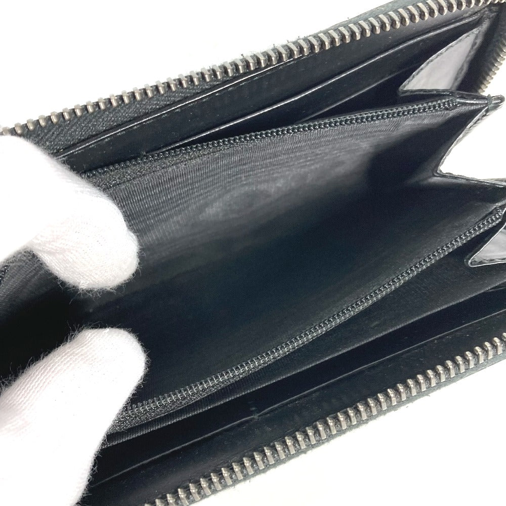 GUCCI 307987 Guccissima GG Long Wallet, Round Zipper, Shimmer Leather, Women's, Black