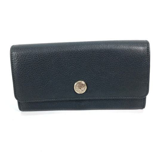 BVLGARI 35963 ロングウォレット MONETE モネーテ フラップ 長財布 レザー レディース ブラック