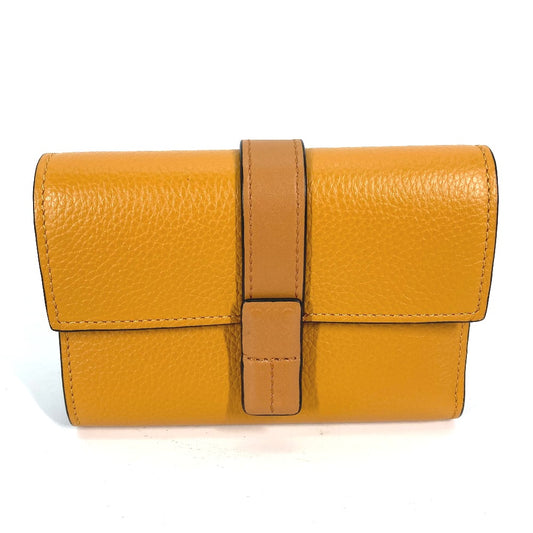 LOEWE コンパクトウォレット アナグラム スモール バーティカルウォレット 3つ折り財布 レザー レディース イエロー