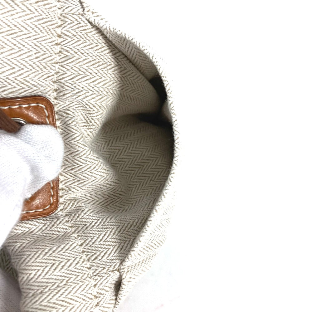 HERMES Fourby 25 Bag-in-Bag Pouch Toile Chevron Women's Beige