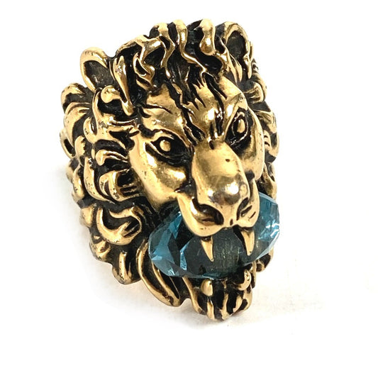 GUCCI 402763 Lion Animal Ring with Stones, Women's, Gold