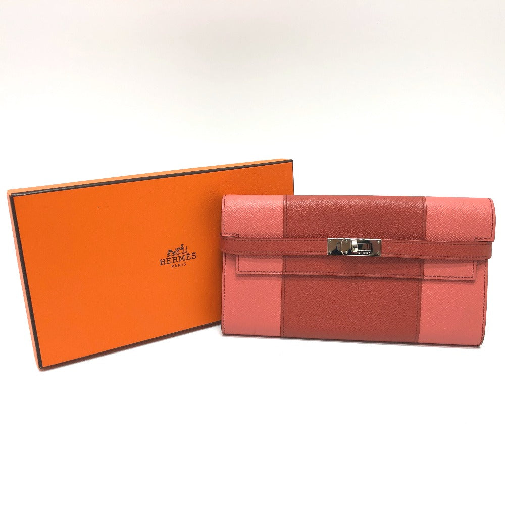 HERMES Kelly Wallet Flag Long Wallet Epson Women's Pink