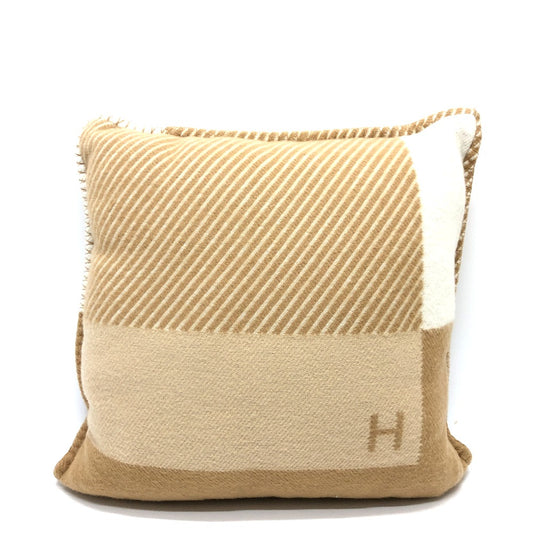 HERMES H103423M Cushion "H Riviera" - Miscellaneous Goods, Interior Accessories, Wool/Cashmere Cushion, Women's, Sable Beige