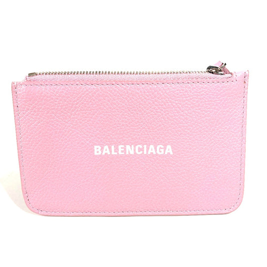 BALENCIAGA 637130 ロゴ フラグメントケース カードケース 名刺入れ パスケース コインケース レザー レディース ピンク