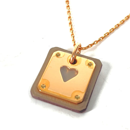 HERMES Heart Chain Asdecour PM Pendant Necklace in Etoupe Gray and Pink Gold for Women