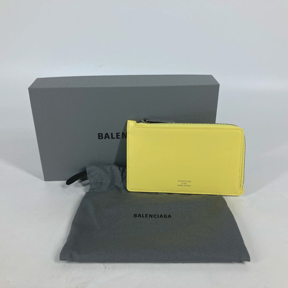 BALENCIAGA 736734 Logo Envelope Long Coin & Card Holder, Coin Purse, Wallet, Card Case, Leather, Women's, Yellow
