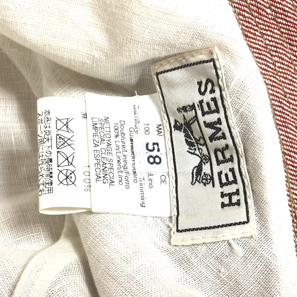 HERMES Apparel Side Zip Bucket Hat, Linen, Women's, Red