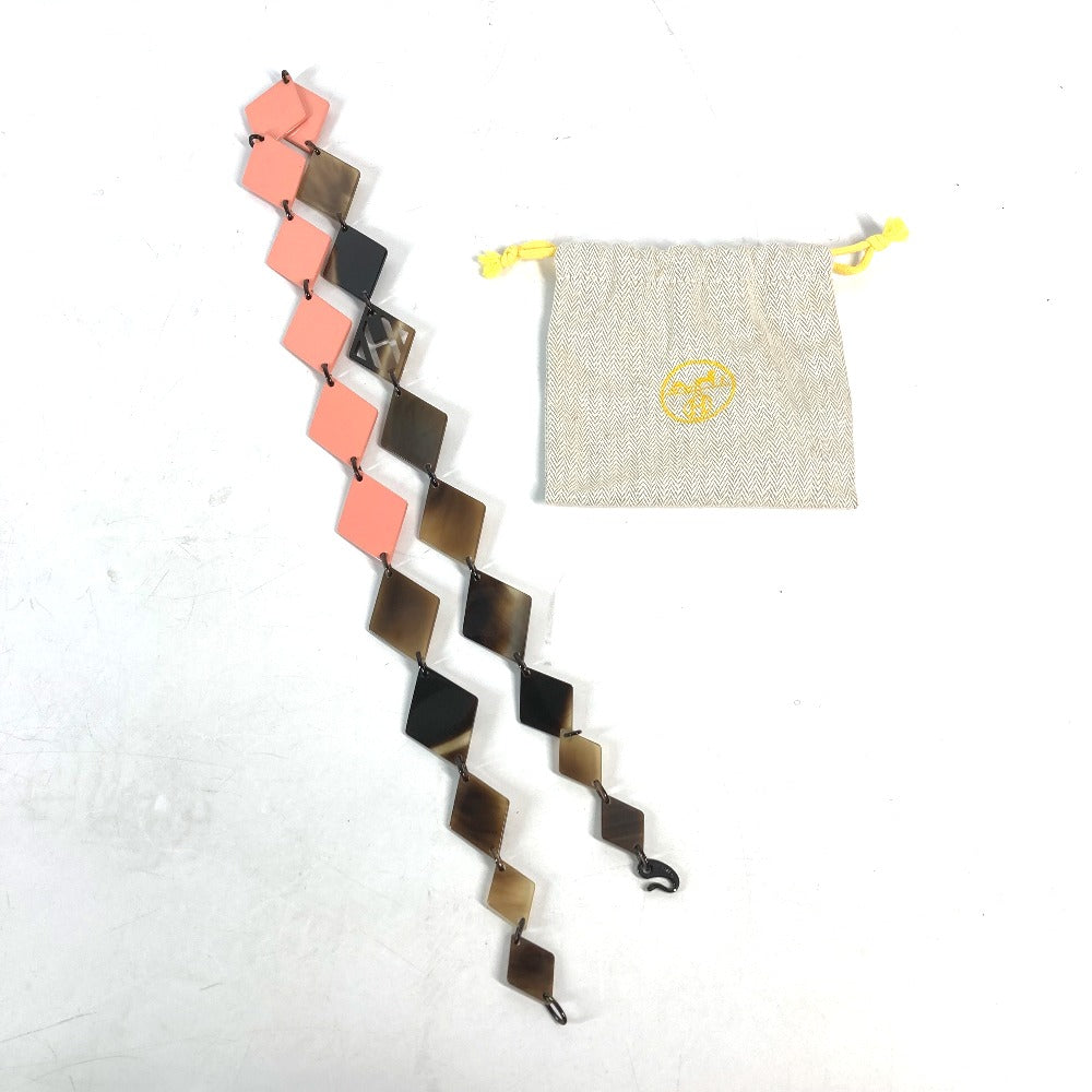 HERMES Lacquer Wood Long Necklace, Accessories, Necklace, Lacquer, Women's, Brown x Pink
