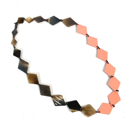HERMES Lacquer Wood Long Necklace, Accessories, Necklace, Lacquer, Women's, Brown x Pink