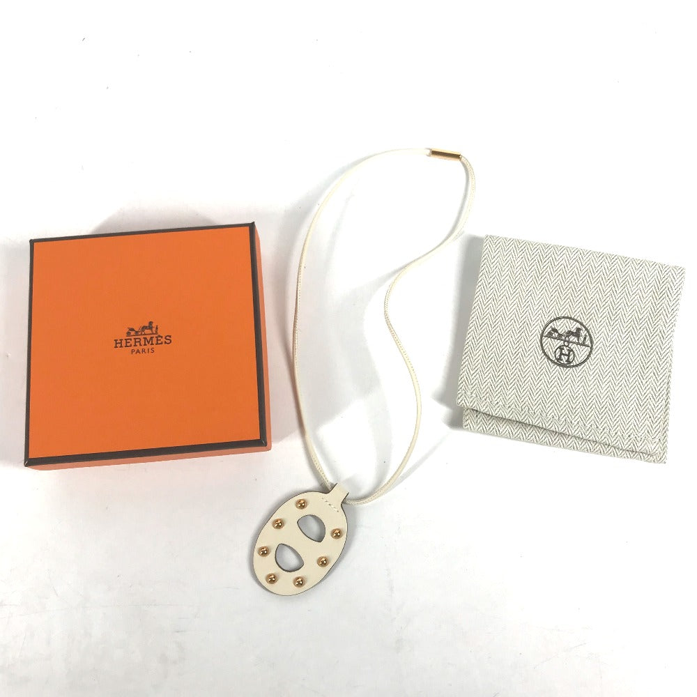 HERMES Accessories Necklace Stud Chaine d'Ancre PM Pendant Necklace Swift Women's Nata White