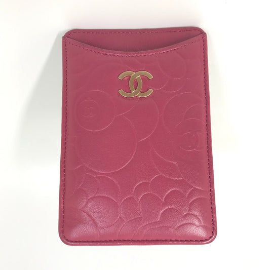 CHANEL CC ココマーク カメリア スマホケース パスケース 名刺入れ 縦型 カードケース ラムスキン レディース - brandshop-reference