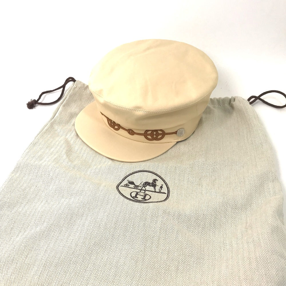 HERMES Serie Cabourg Cricket Hat, Marine Cap, Newsboy Cap, Cotton, Women's, Beige
