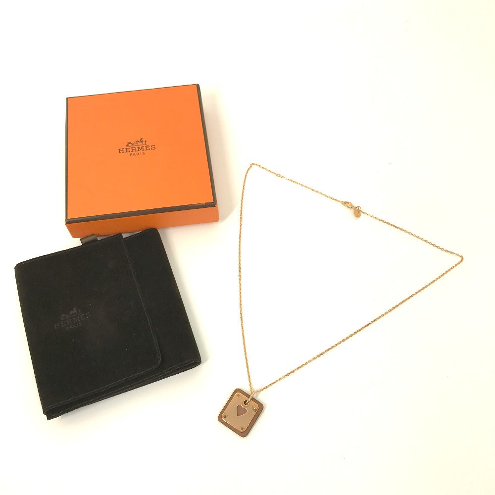 HERMES Heart Chain Asdukur PM Pendant Necklace, Metal, Brown, Women's