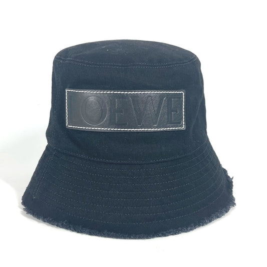 LOEWE K820HB1X20 ステッチブリム フリンジエッジ ロゴ レザーパッチ 革タグ バケットハット 帽子 ハット コットン レディース - brandshop-reference