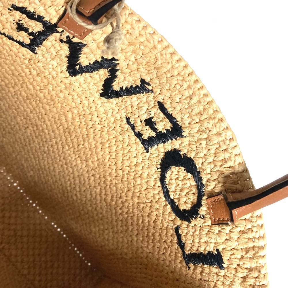 LOEWE Logo Standard A4 Vertical 2-Way Shoulder Bag/Tote Bag in Raffia, Beige and Brown