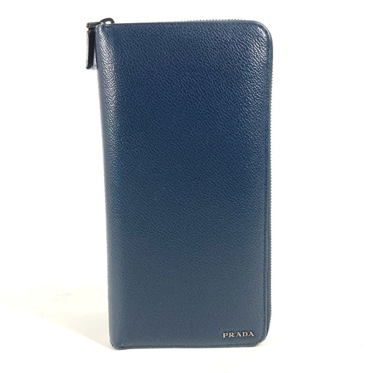PRADA 2ML220 ロゴ トラベルケース ラウンドファスナー ロングウォレット 長財布 サフィアーノレザ- メンズ ネイビー