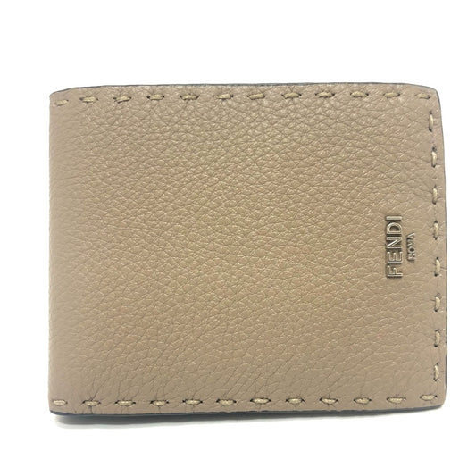 FENDI 7M0194 Stitch Selleria Bifold Wallet, Leather, Men's, Gray