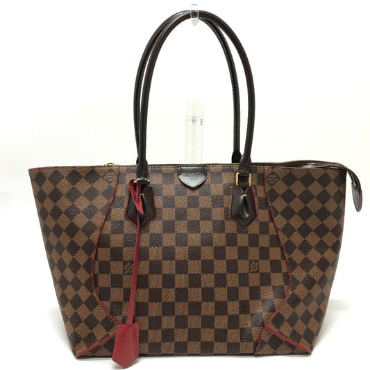 LOUIS VUITTON N41548 Damier Kaissa Tote MM Shoulder Bag in Damier Canvas, Ebene Brown, Women's
