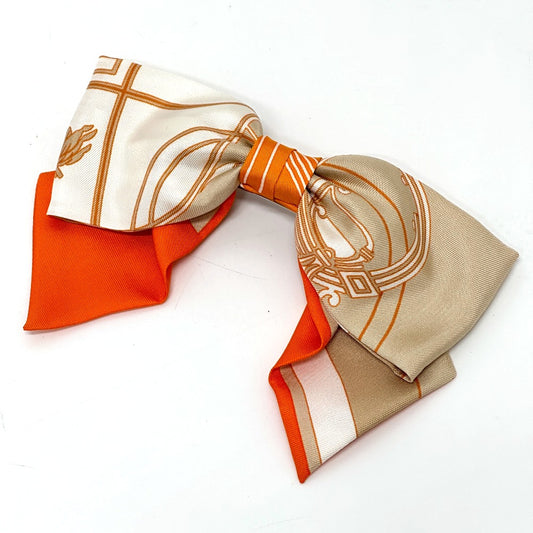 HERMES リボン グルネル エクスリブリス ヘアアクセサリー バレッタ シルク レディース - brandshop-reference