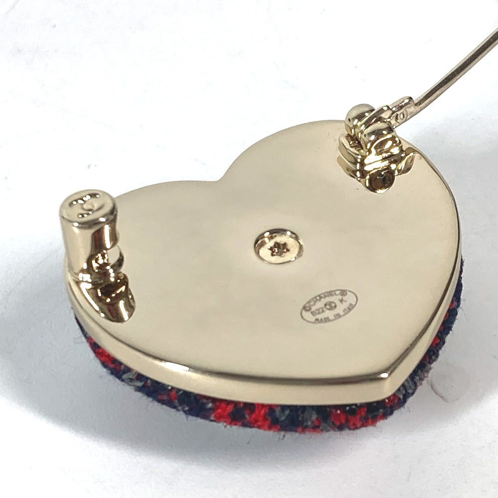 CHANEL B22K ハート ココマーク CC アクセサリー ブローチ ツイード レディース ネイビー×レッド - brandshop-reference