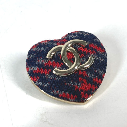 CHANEL B22K ハート ココマーク CC アクセサリー ブローチ ツイード レディース ネイビー×レッド - brandshop-reference