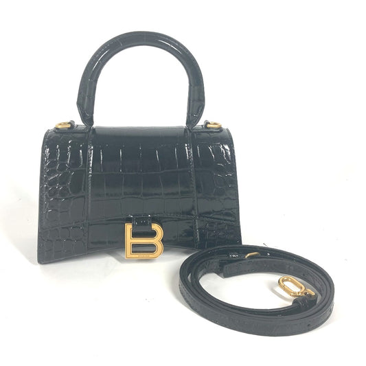 BALENCIAGA 592833 Bロゴ ワンハンドル Hourglass XS アワーグラス 2WAYバッグ ショルダーバッグ 斜め掛け 肩掛け ハンドバッグ レザー レディース - brandshop-reference