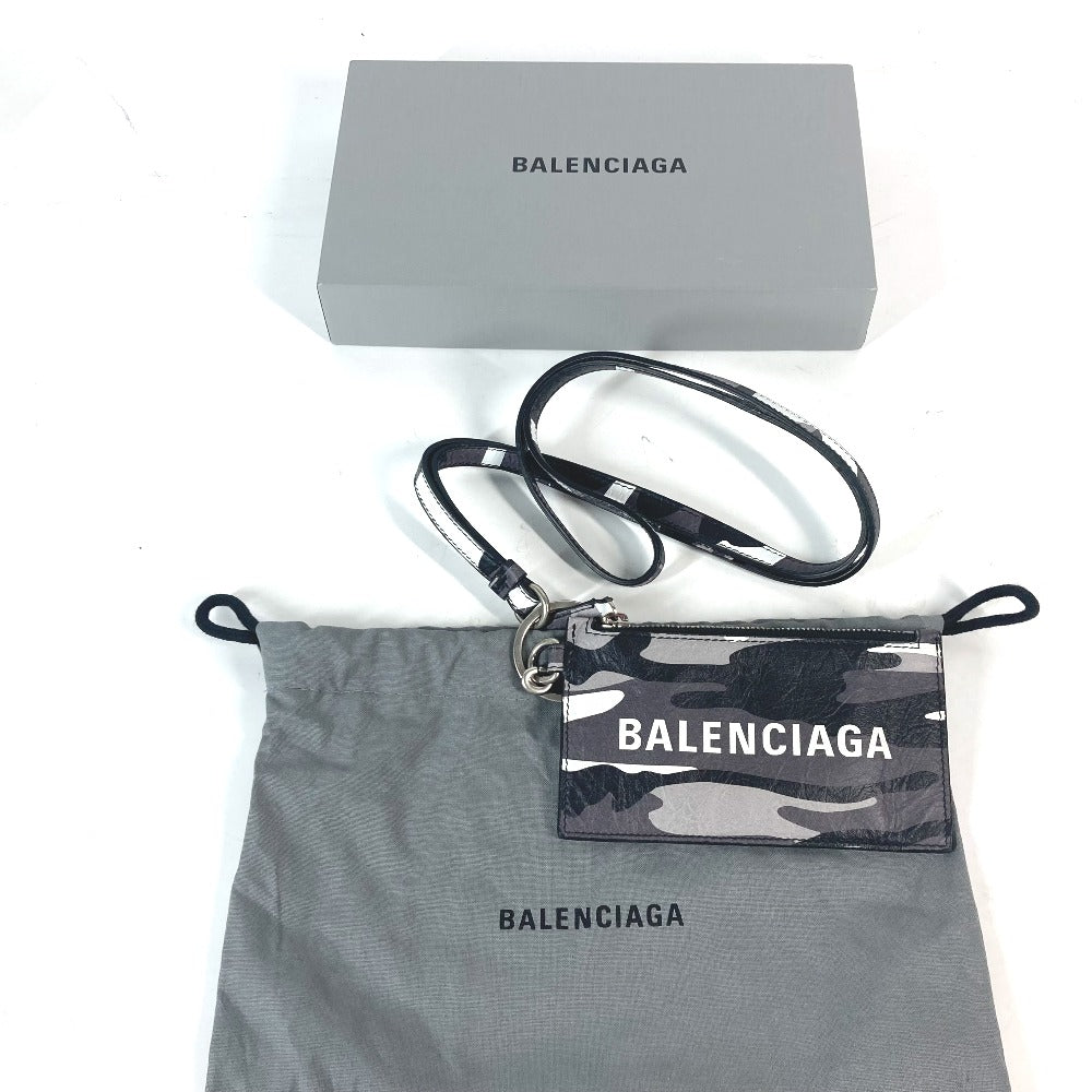 BALENCIAGA 594548 ネックストラップ付き 財布 カモフラージュ 迷彩 ロゴ カードケース カードホルダー フラグメントケース コインケース レザー ユニセックス - brandshop-reference