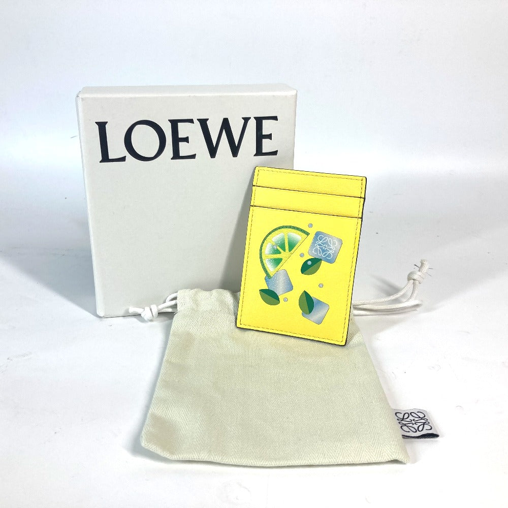 LOEWE 縦型 アナグラム ロゴ ストーン付き 名刺入れ パスケース カードケース レザー ユニセックス - brandshop-reference