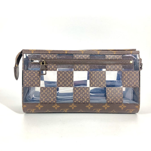 LOUIS VUITTON M81588 モノグラム チェス ダミエ スタンド ポーチ ポーチ カバン ストラップ付 クラッチバッグ ビニール ユニセックス ブラウン - brandshop-reference