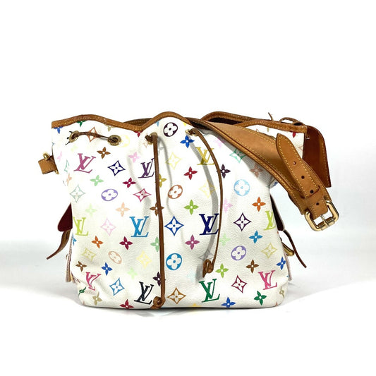 LOUIS VUITTON M42229 モノグラムマルチカラー プチノエ カバン 巾着 肩掛け ショルダーバッグ モノグラムマルチカラーキャンバス レディース ブロン ホワイト