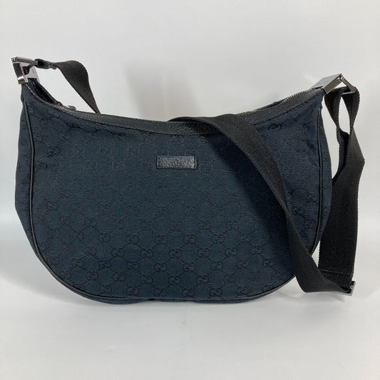 GUCCI GG Canvas Shoulder Bag in GG Canvas/Leather, Women's, Black