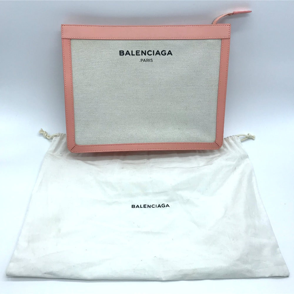 BALENCIAGA 410119 Men's and Women's Classic Bag, Second Bag, Clutch Bag, Canvas/Leather, Unisex, Natural x Pink