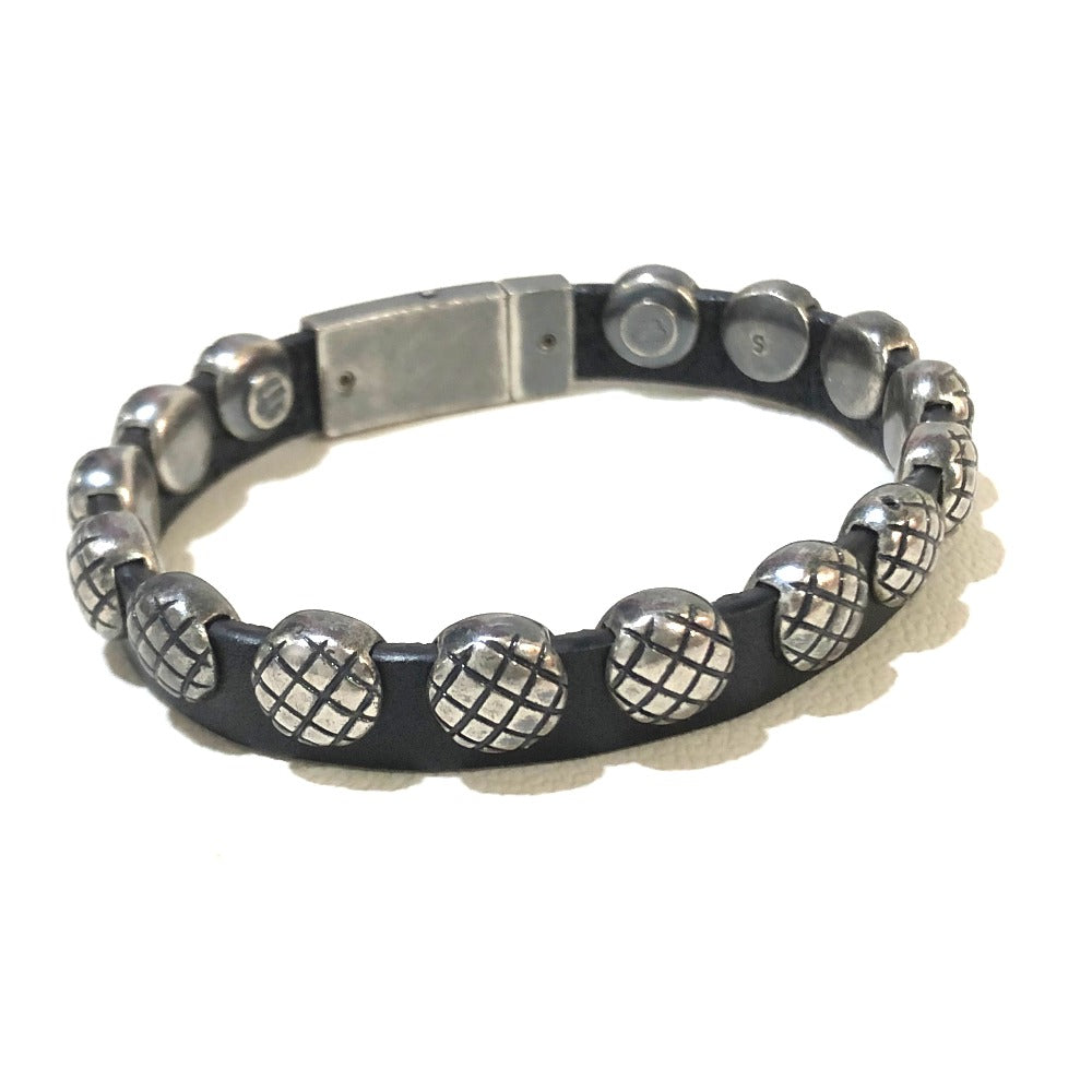 BOTTEGA VENETA イントレチャート アクセサリー 小物 ブレスレット AG925 メンズ シルバー シルバー×ブラック