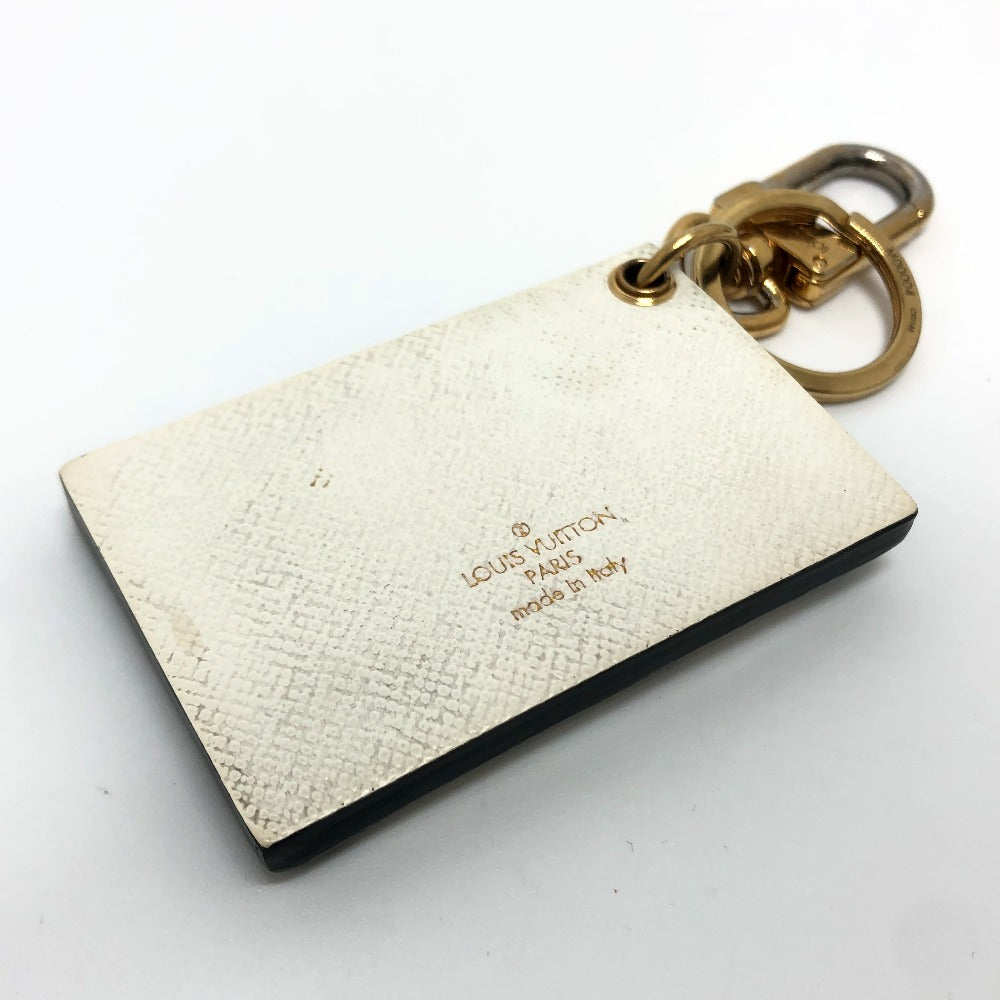 LOUIS VUITTON M00004 Trunk Petite Malle Bag Keychain Charm Key Ring Metal Women's White White x Black x Gold